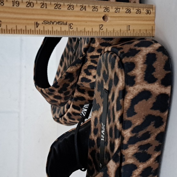 Zara Leopard Print Fabric Flatform Sandals EU37 sz6.5-7 - Picture 12 of 15